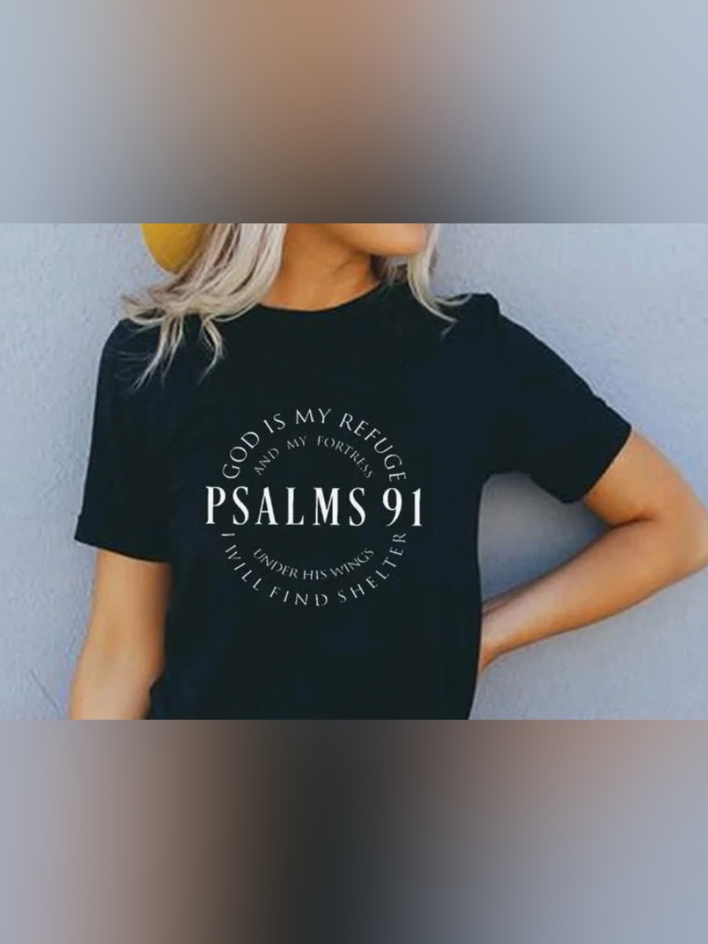 Psalms 91 Christian Graphic Tee God Is My Refuge Shirt Size M